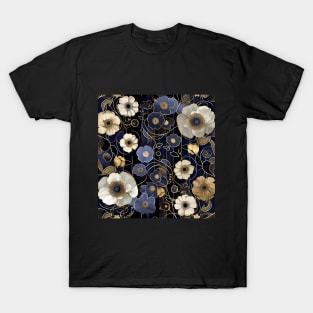 Cream and Blue Flowers T-Shirt